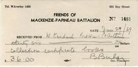 Friends of Mackenzie-Papineau Battalion Receipts